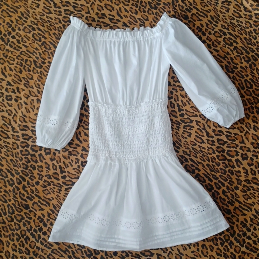 GIANNI BINI WHITE SMOCKED XS DRESS